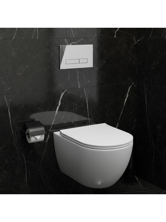 Cadru WC încastrat Rea cu buton HD Chrome