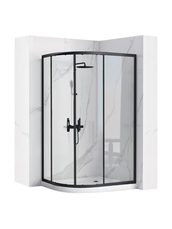Cabine de douche REA Look Black 80x100 + Receveur de douche Look White