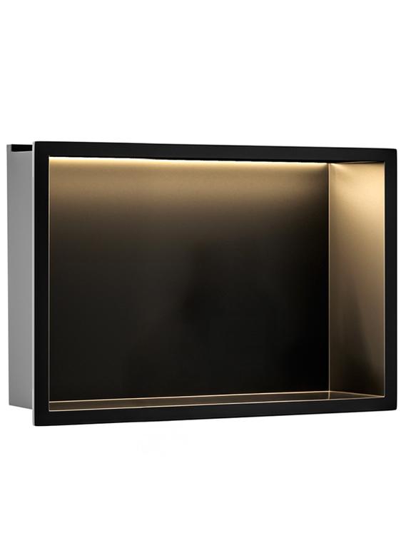 VSTAVANÁ KÚPEĽŇOVÁ POLICA LED 30x45 black
