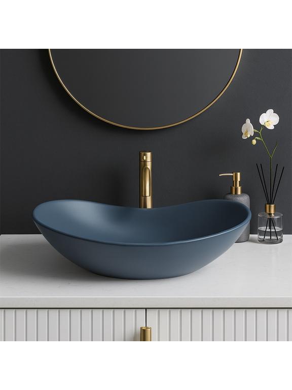 Πάγκος νιπτήρας Rea Royal Blueberry Matt: 61.5 x 35.5 x 15.5 cm