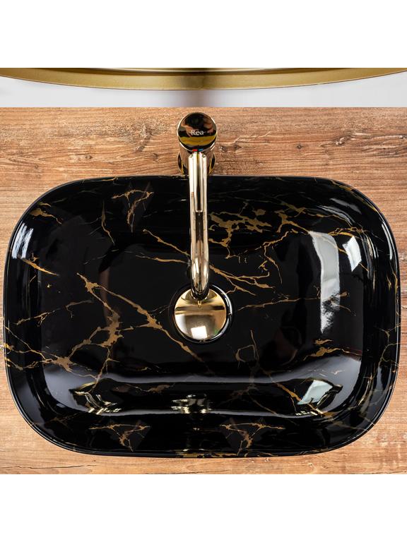 Lavoar pe blat Rea Belinda Black Marble shiny