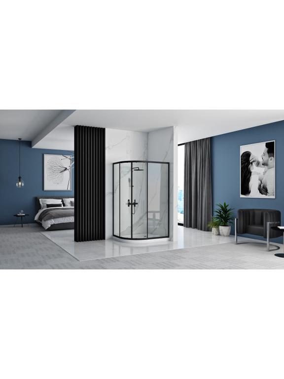 Cabine de douche REA Look Black 80x100 + Receveur de douche Look White