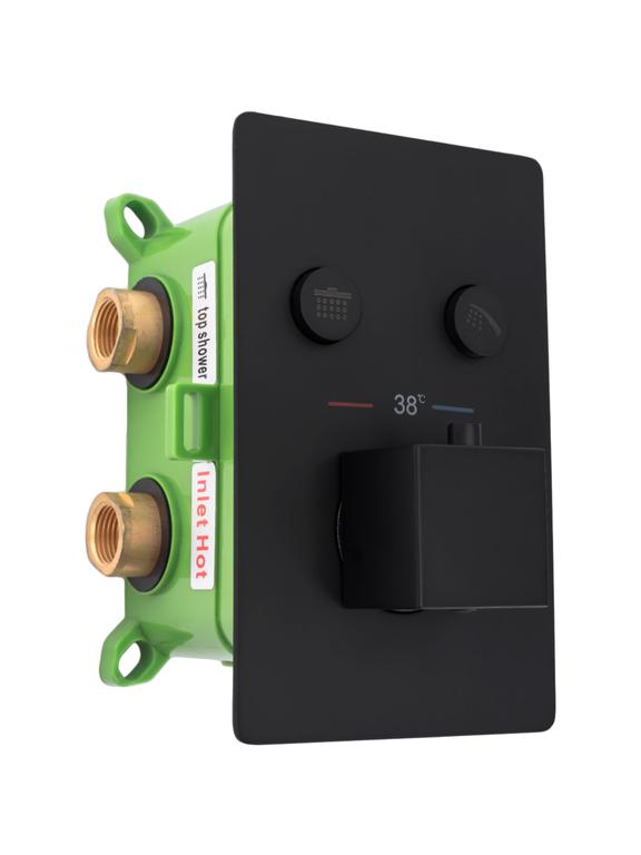 Slēptās dušas komplekts FENIX DAVIS Black ar termostatu +BOX