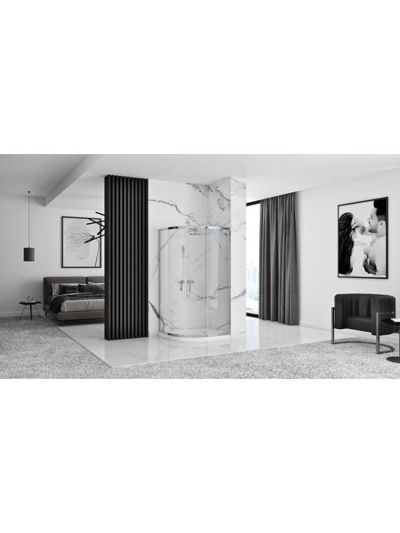 REA Look Cabine de ducha cromada 90x90 + Base de ducha Look branca