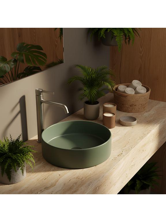 Βρύση νιπτήρα Rea Foster Brush Nickel High