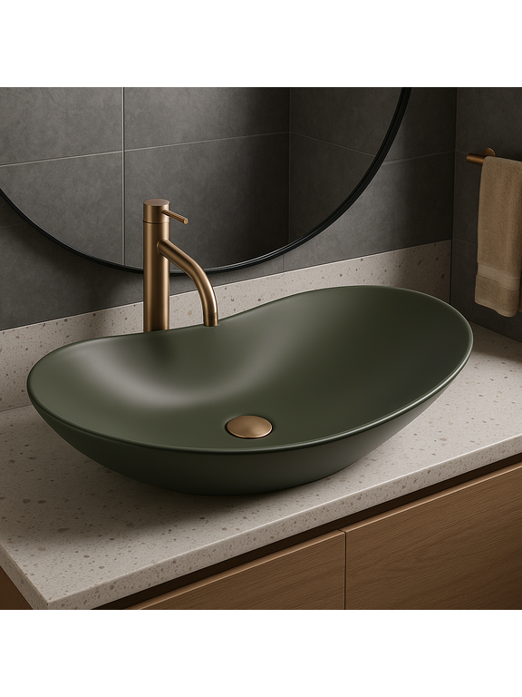 Πάγκος νιπτήρας Rea Royal Olive Matt: 61.5 x 35.5 x 15.5 cm