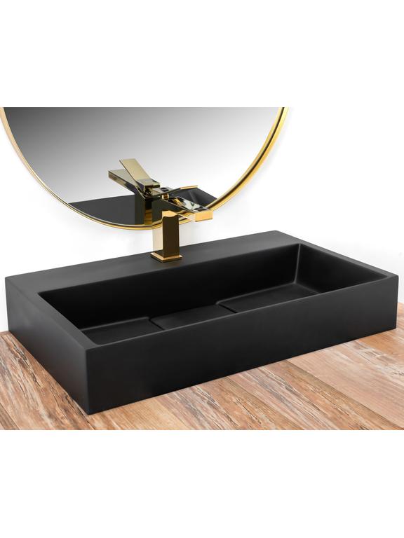 Умывальник конгломератный на столешницу GOYA  Black Mat 60CM