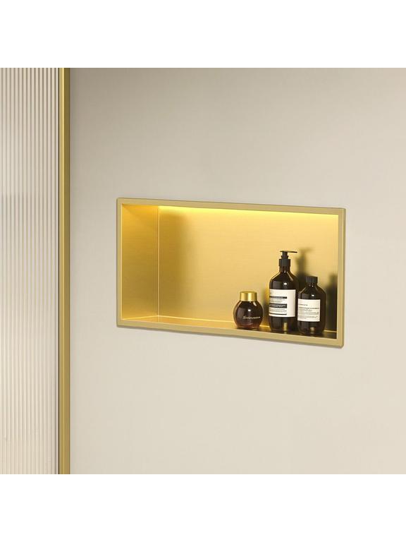 VSTAVANÁ KÚPEĽŇOVÁ POLICA LED 30x60 brush gold