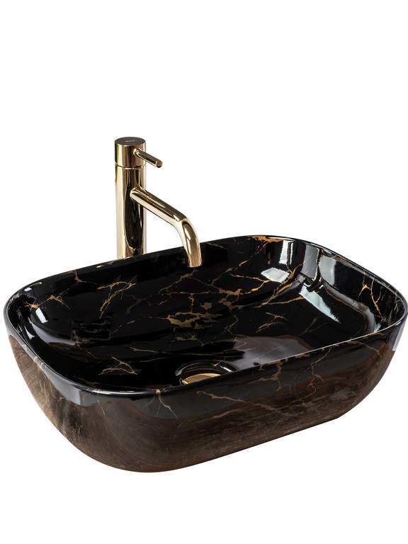 Lavoar pe blat Rea Belinda Black Marble shiny