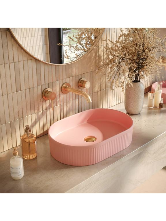Νιπτήρας Επικαθήμενος Rea Vanda Bubble Gum Matt: 50 x 31x 13.5 cm