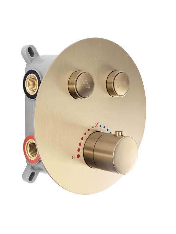 Slēptās dušas komplekts LUNGO Gold ar termostatu + BOX