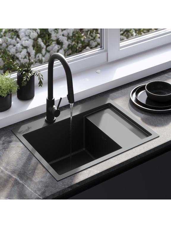 Pia de aço preto Fin Black
