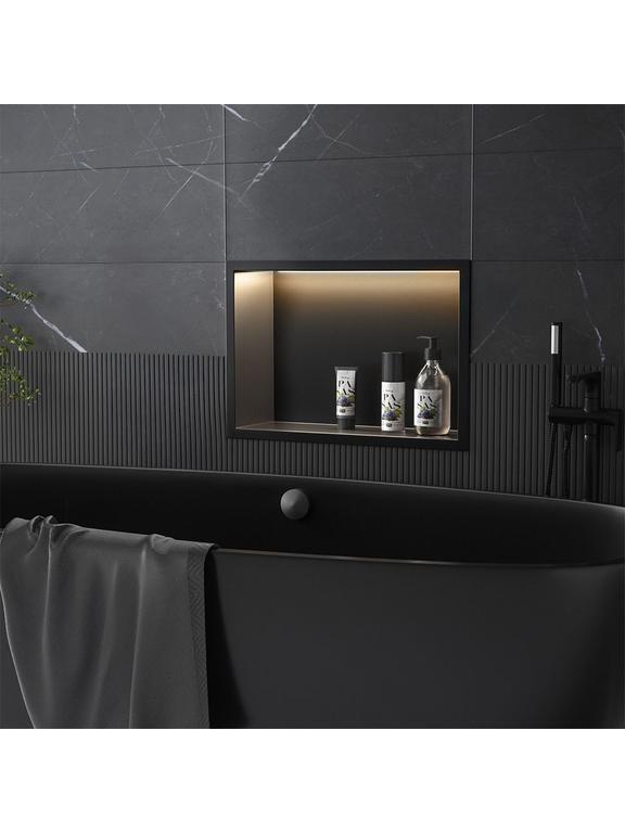 VSTAVANÁ KÚPEĽŇOVÁ POLICA LED 30x45 black