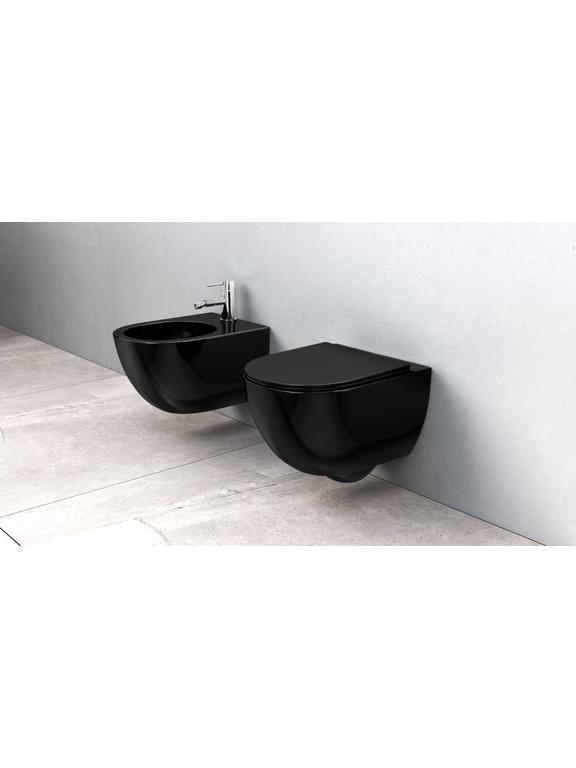 Felfüggesztett wc csésze Carlo Mini Rimless flat black