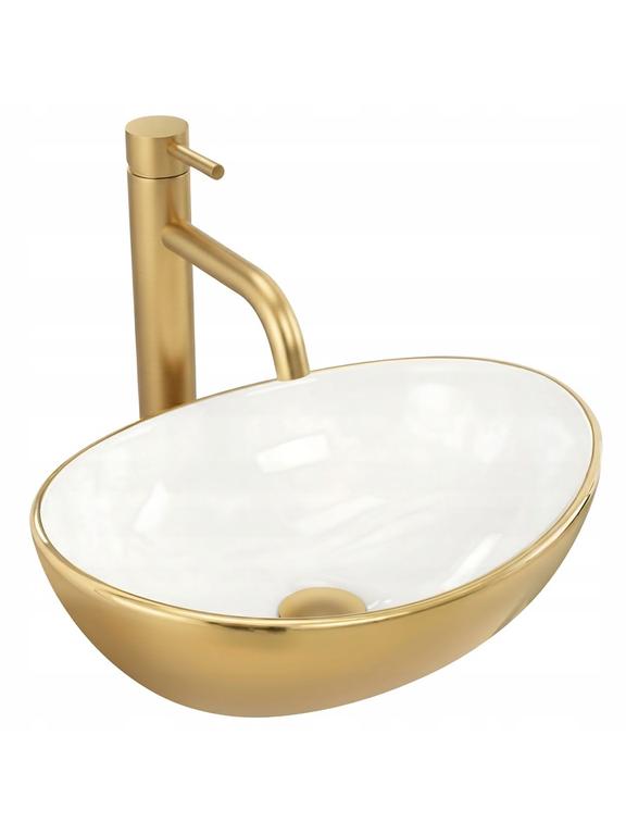 Умывальник на столешницу Basaro Sofia Gold/White