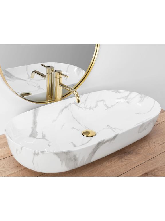 Lavoarul REA CLEO 81 Shiny Marmo din ceramică