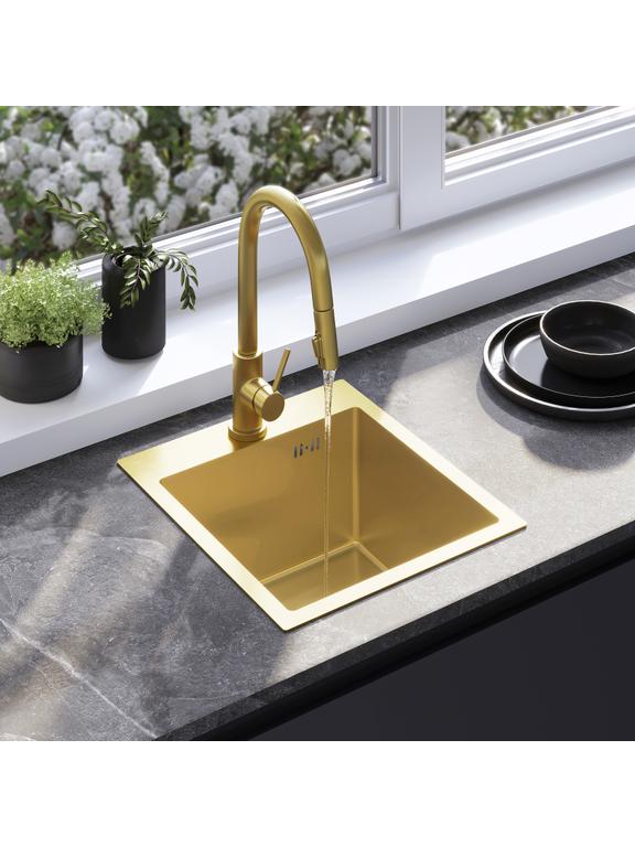 Pia de aço preto Leo 40 BRUSH GOLD