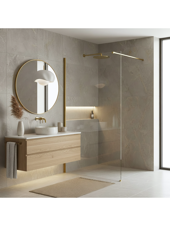 Kabina prysznicowa Walk-In Rea Flexi Transparent / Brush Gold 100