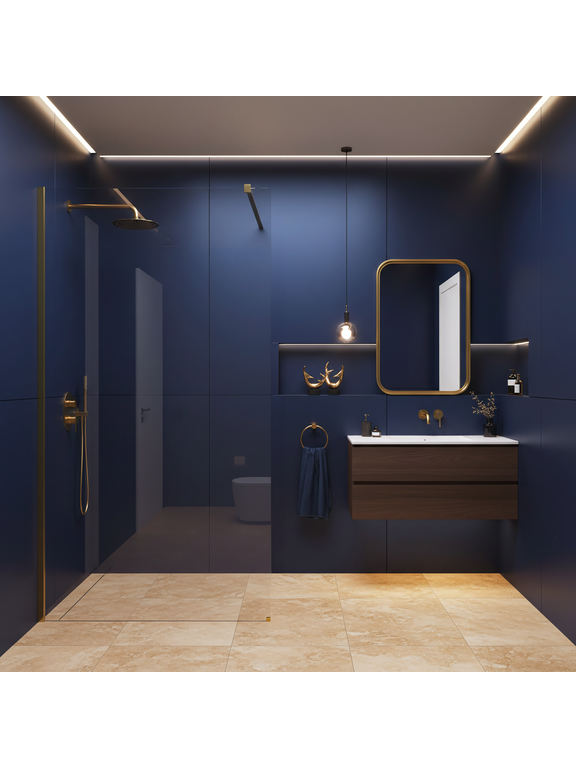 Kabina prysznicowa Walk-In Rea Flexi Transparent / Brush Gold 130