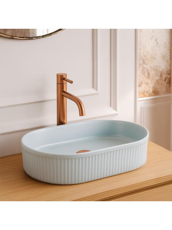 Νιπτήρας Επικαθήμενος Rea Vanda Baby Blue Matt: 50 x 31x 13.5 cm
