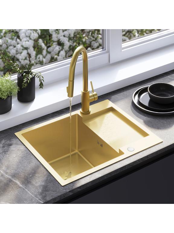 Pia de aço preto Paul BRUSH GOLD