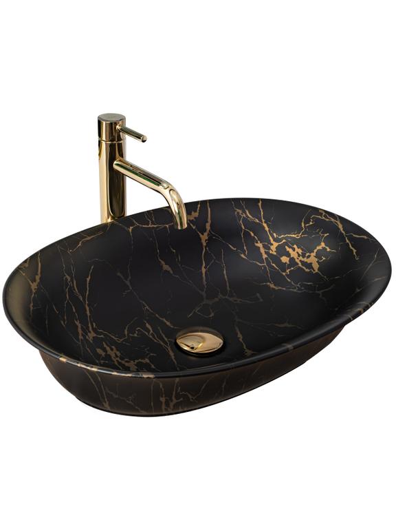 Πάγκος νιπτήρας Rea Roma Black Marble Matt 56 x 40x 14x 40