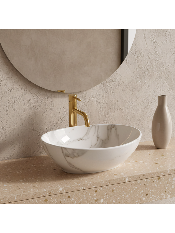 Умывальник на столешницу Rea Sofia Shiny Aiax Marble