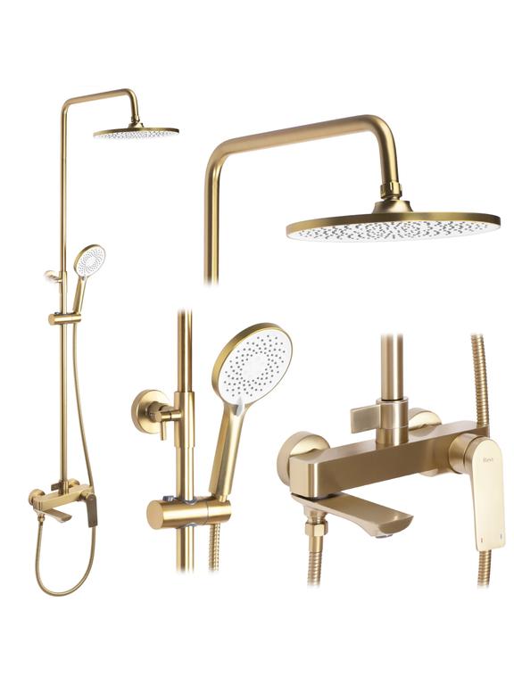 REA AVALON BRUSHED GOLD dušas komplekts