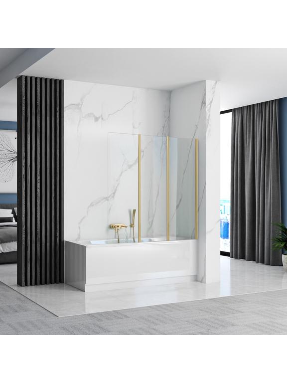 Skládací vanová zástěna REA Agat-3 120 BRUSH GOLD