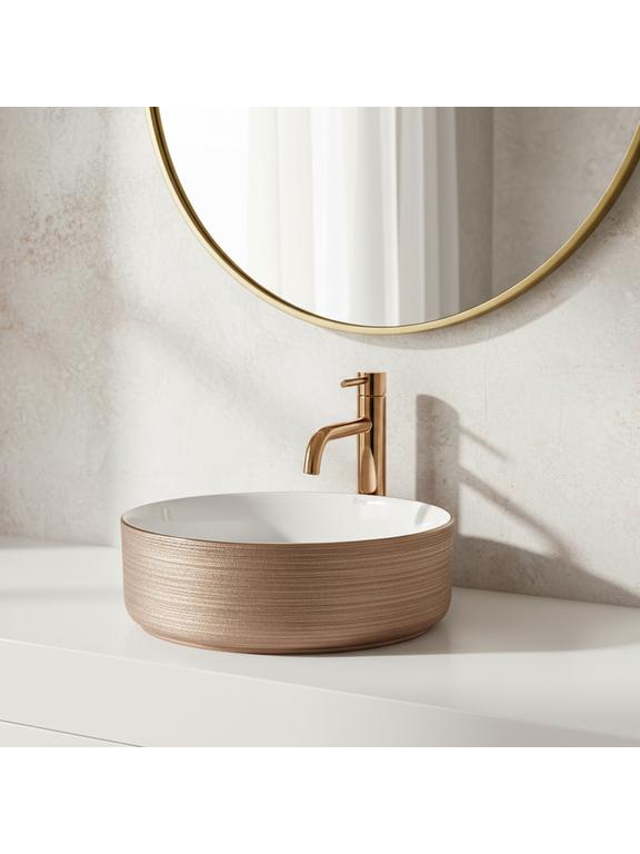 Νιπτήρας πάγκου Rea Sami Brush Rose Gold 36x 36 x 11.5 cm