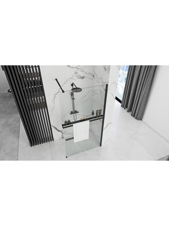 Душова стінка Rea Aero Black Mat 80 з полицею Evo