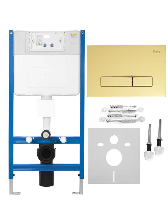 Cadru WC încastrat Rea cu buton HD Gold