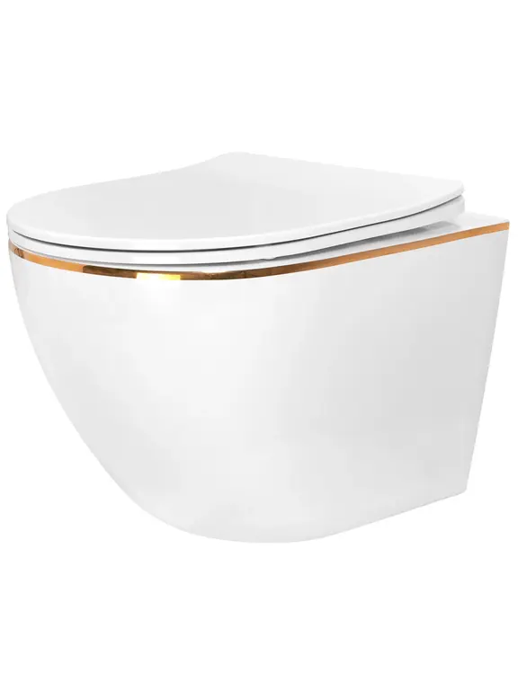 WC csésze Rea Carlo Tornado Rimless Flat GOLD EDGE