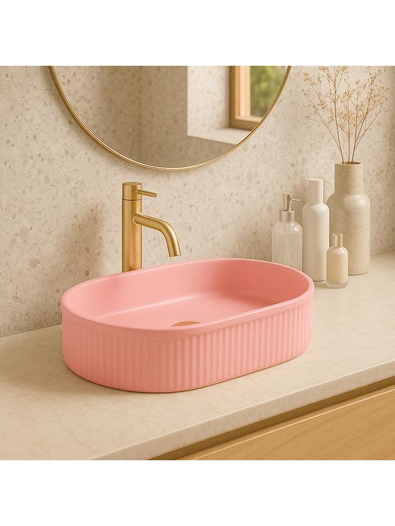 Νιπτήρας Επικαθήμενος Rea Vanda Bubble Gum Matt: 50 x 31x 13.5 cm