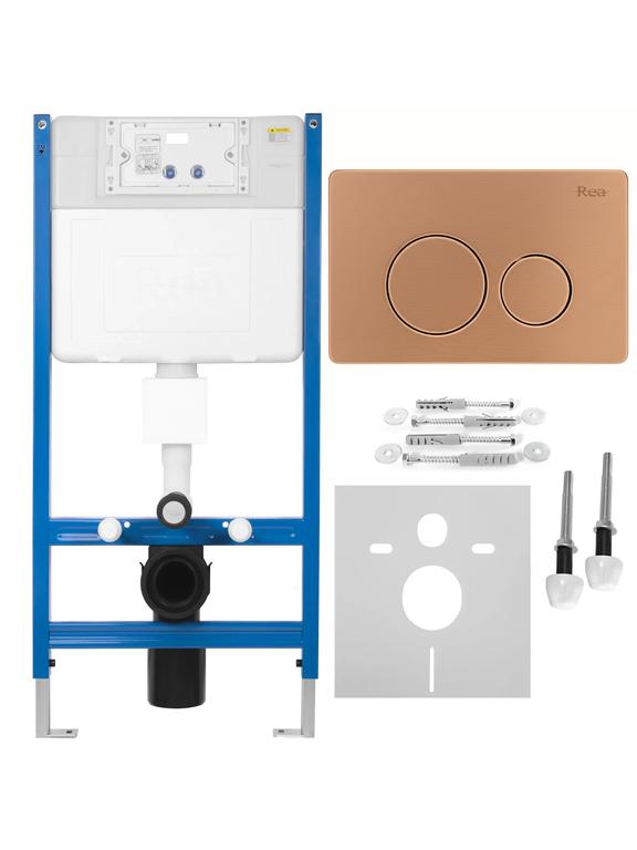 Cadru WC încastrat Rea cu buton I Brush Copper