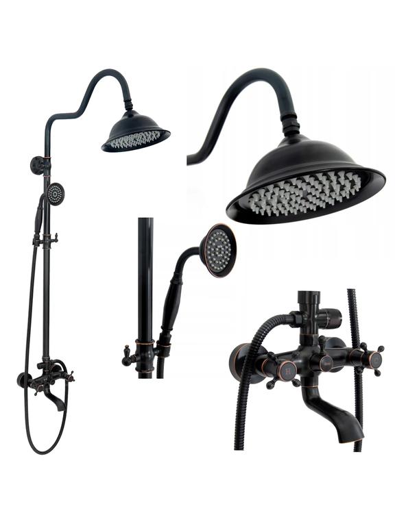 Tuš set s izljevom Rea Retro Old Black crna
