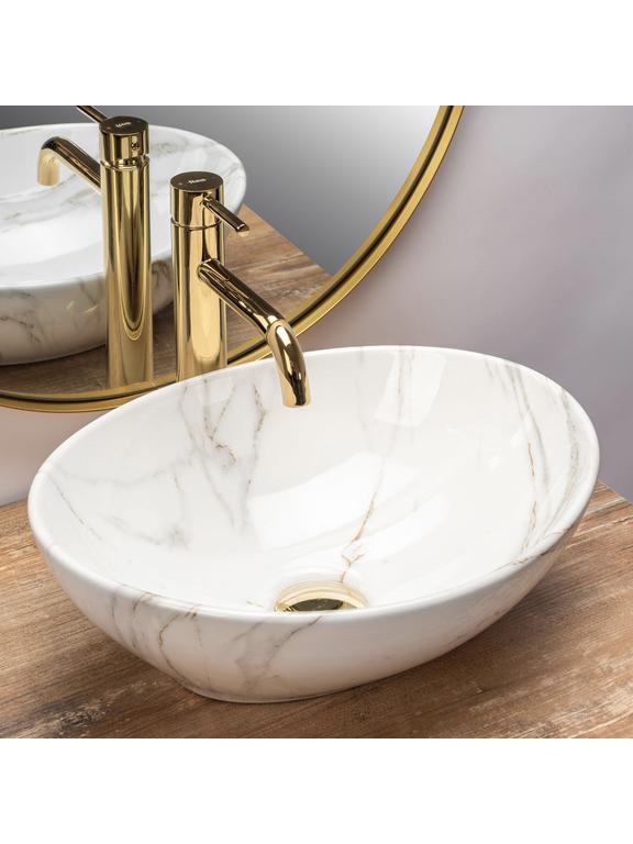 Умивальник на стільницю Rea Sofia Shiny Aiax Marble
