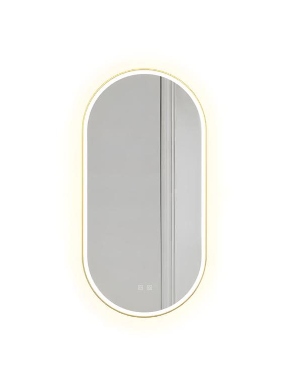 ESPELHO DE PAREDE LED OVL 50x100cm Ouro escovado