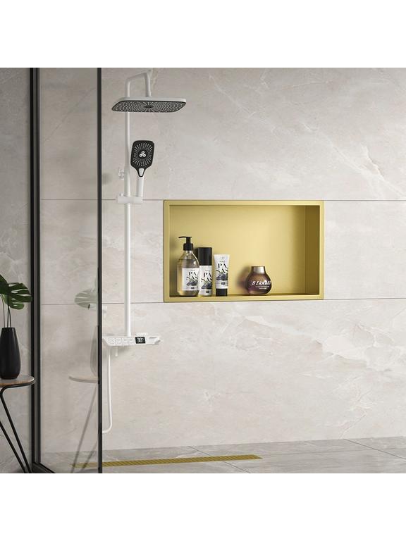 bathroom shelf 30x45 gold brush