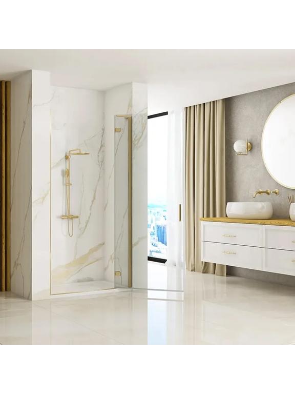 Porte de douche Rea Hugo 100 Gold Brush + profilé