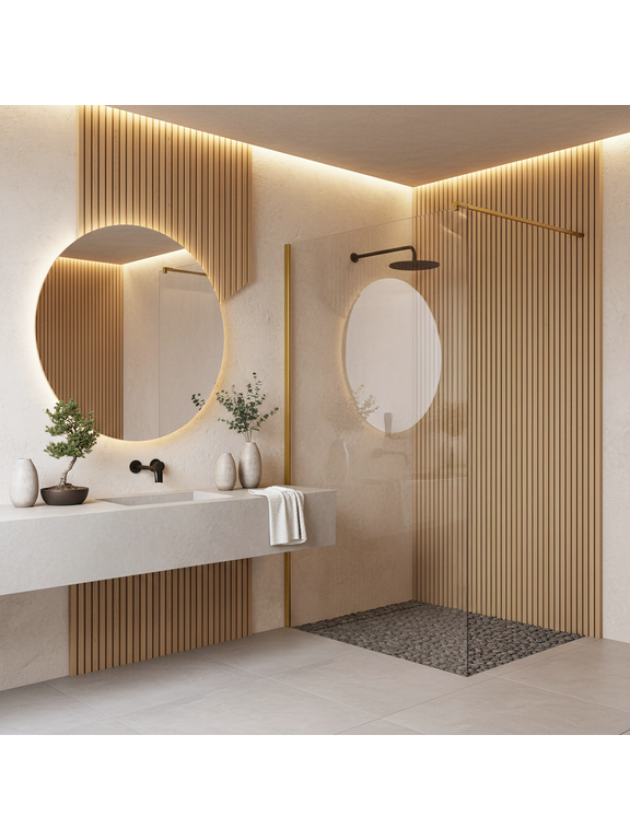 Kabina prysznicowa Walk-In Rea Flexi Transparent / Brush Gold 120