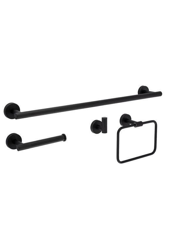 Kylpyhuonetarvikesetti GRID Black 4 osaa