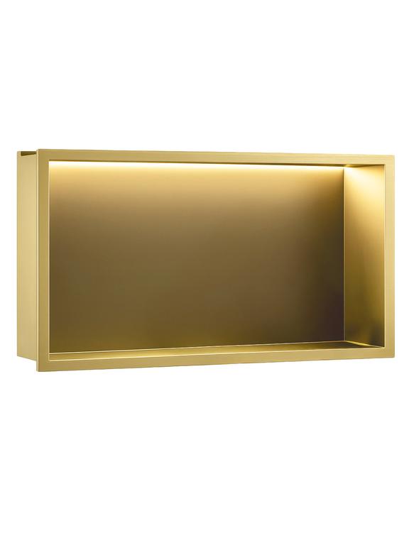 VSTAVANÁ KÚPEĽŇOVÁ POLICA LED 30x60 brush gold