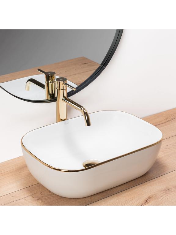 Lavoar pentru blat Rea Belinda Auriu Gold Edge