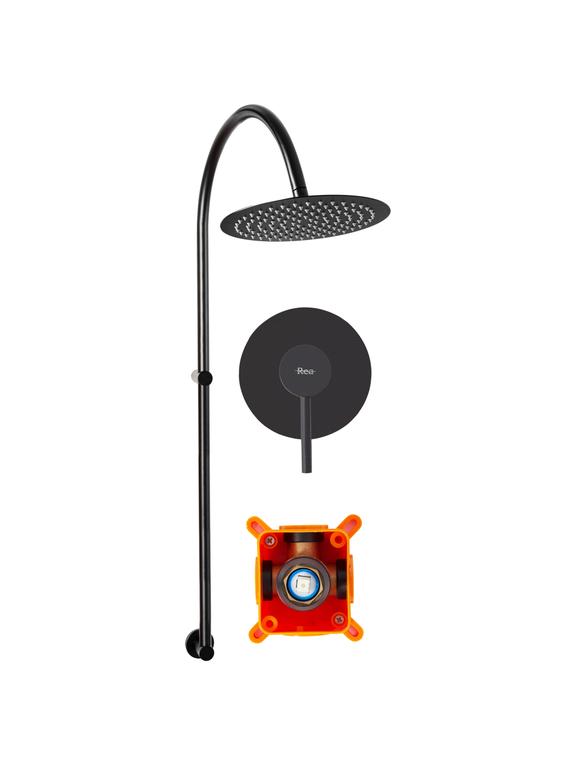Surface-mounted Shower system Lugano Black Rea +BOX