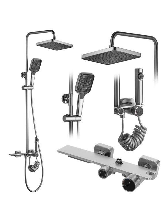 REA HELIX BRUSHED NICKEL INOX dušas komplekts