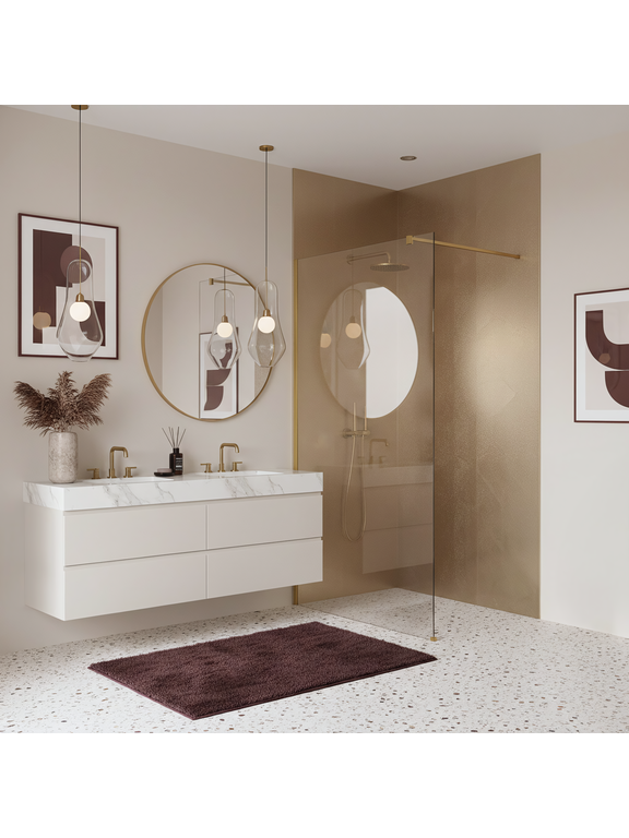 Kabina prysznicowa Walk-In Rea Flexi Transparent / Brush Gold 90