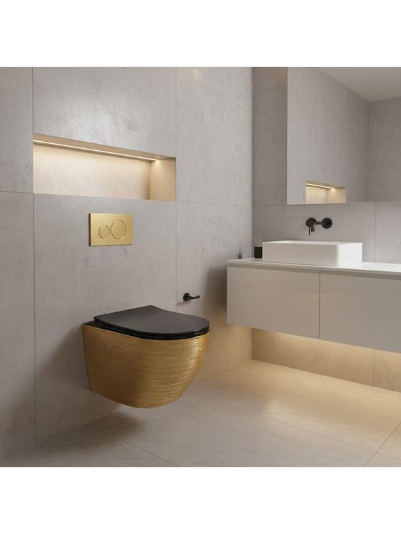 WC-kauss loputusvaba Rea Carlo Mini Tornado Black Brush Gold