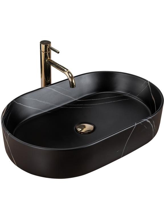 Lavoar ceramic pentru blat Rea Nadia Stone Black Matt