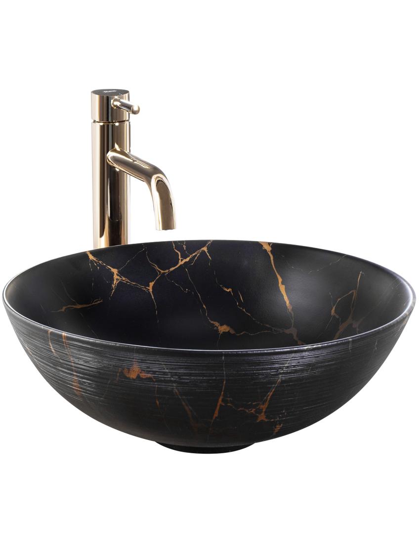 Umywalka nablatowa REA Stella Black Marble Brush